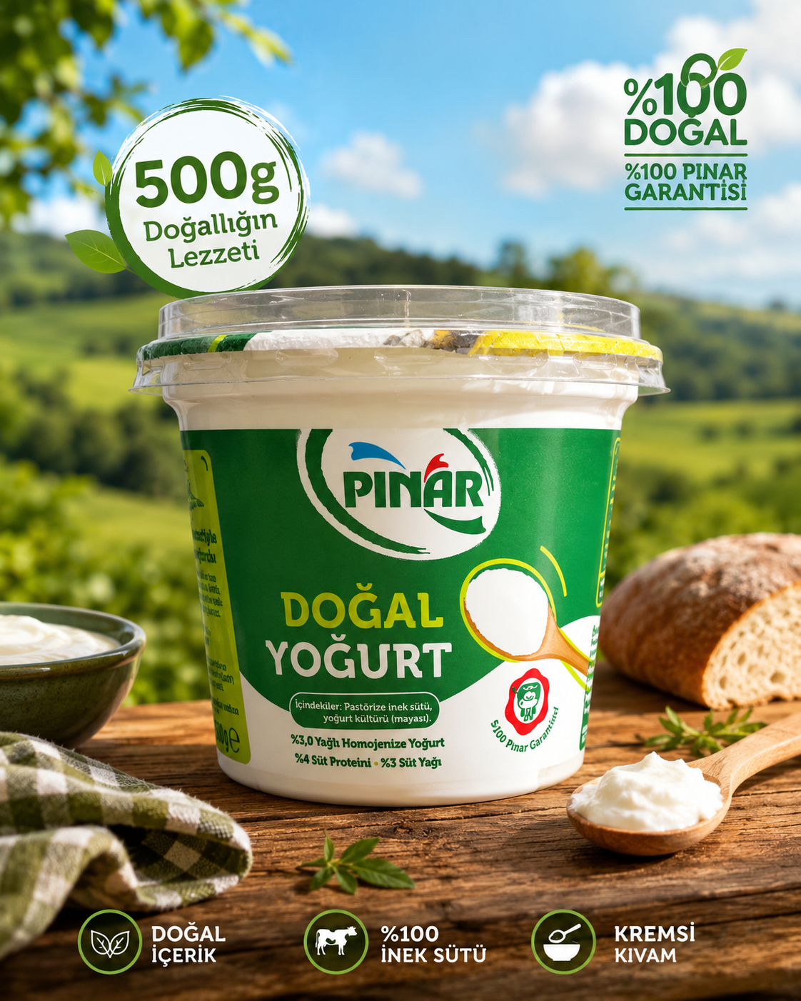 Pınar Doğal Yoğurt 500 GR